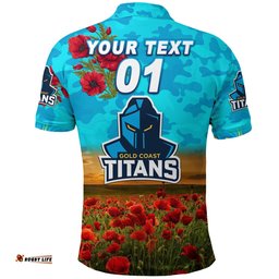 Custom Personalised Titans ANZAC Polo Shirt Poppy Flowers Vibes
