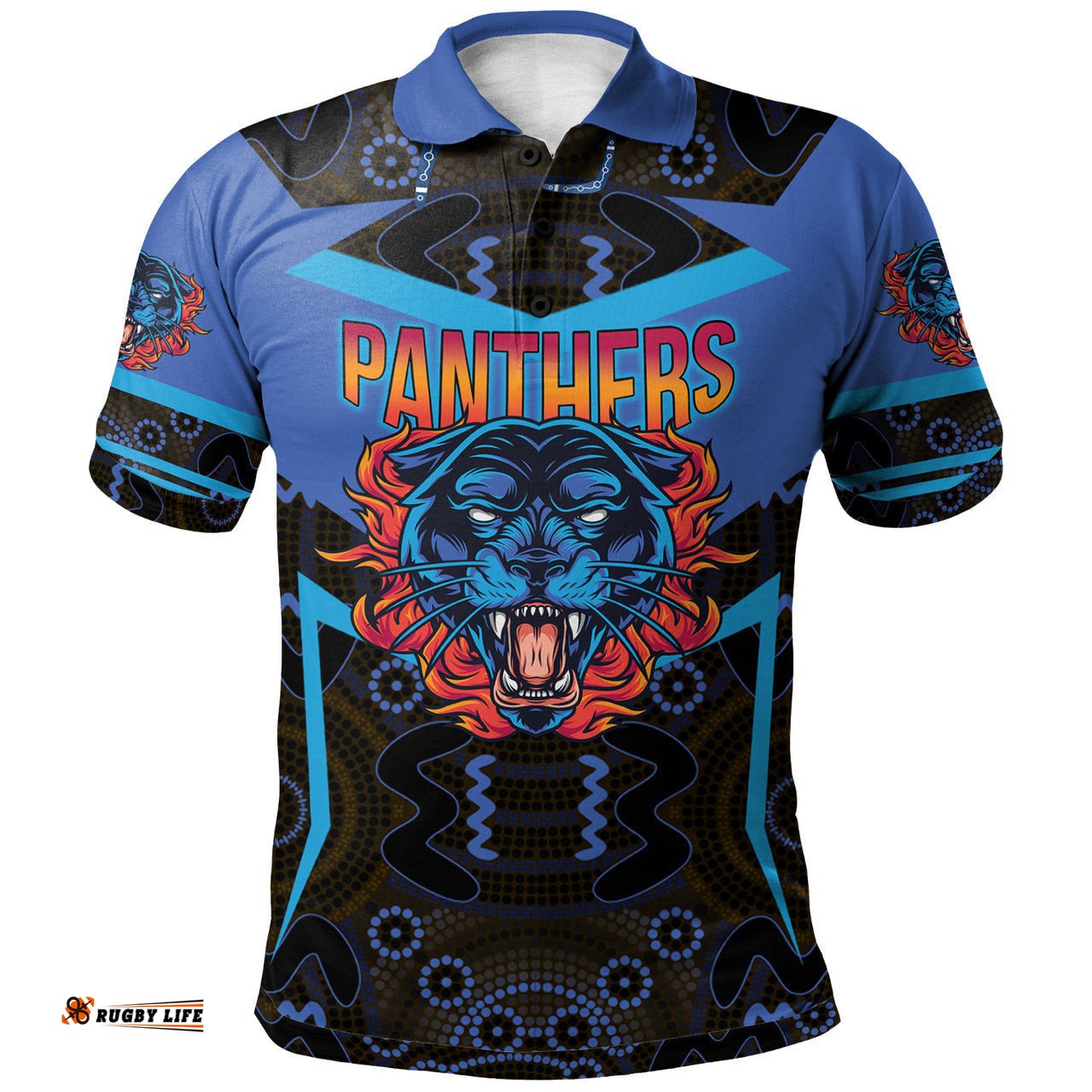 Panthers Rugby Polo Shirt - Custom Angry Panther Style Polo Shirt RLT13