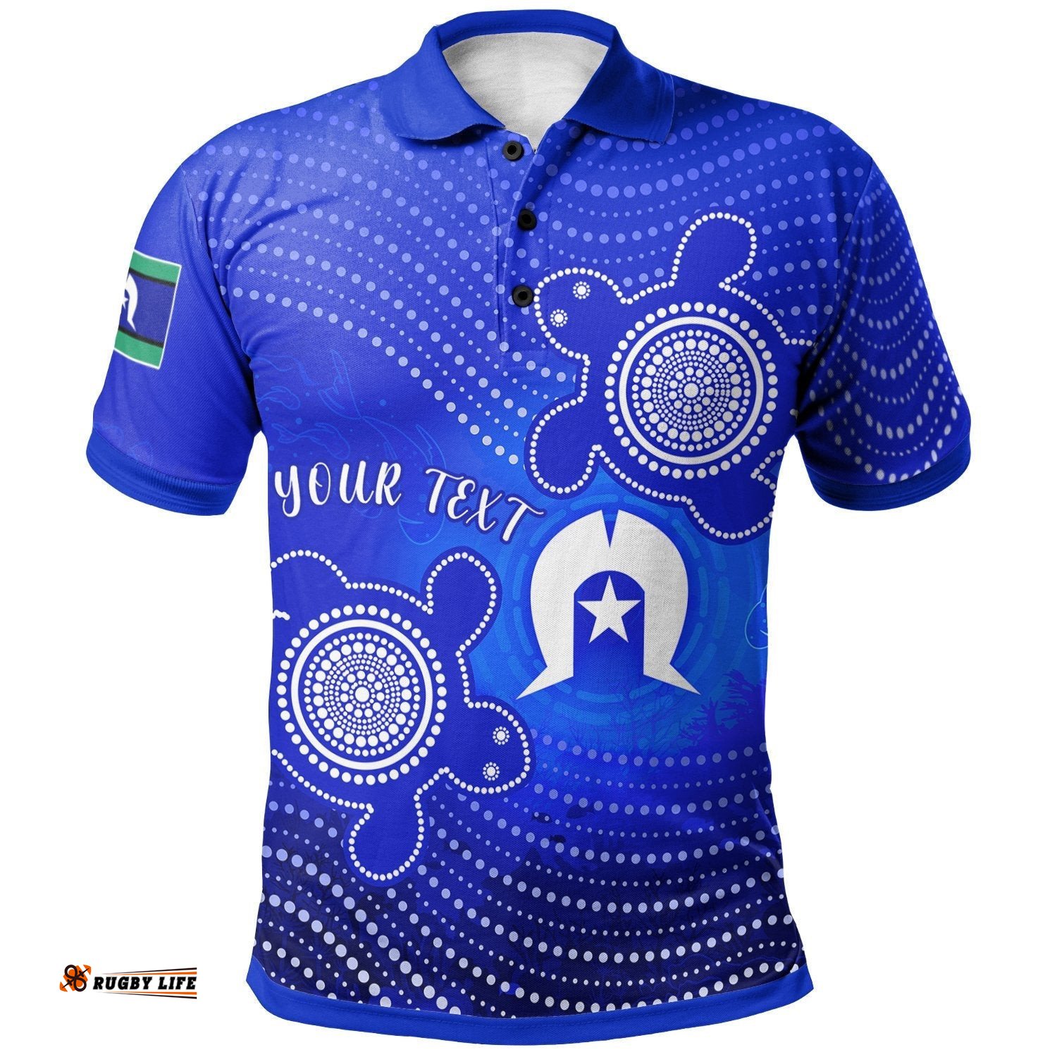 Custom Torres Strait Islanders Polo Shirt  - Torres Symbol With Indigenous Turtle