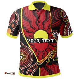 Custom Polo Shirt - Australia Aboriginal Dots With Didgeridoo