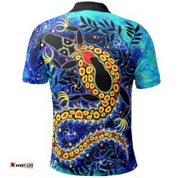 Aboriginal Polo Shirt - Indigenous Crocodile