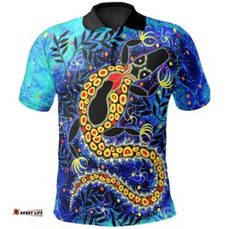Aboriginal Polo Shirt - Indigenous Crocodile