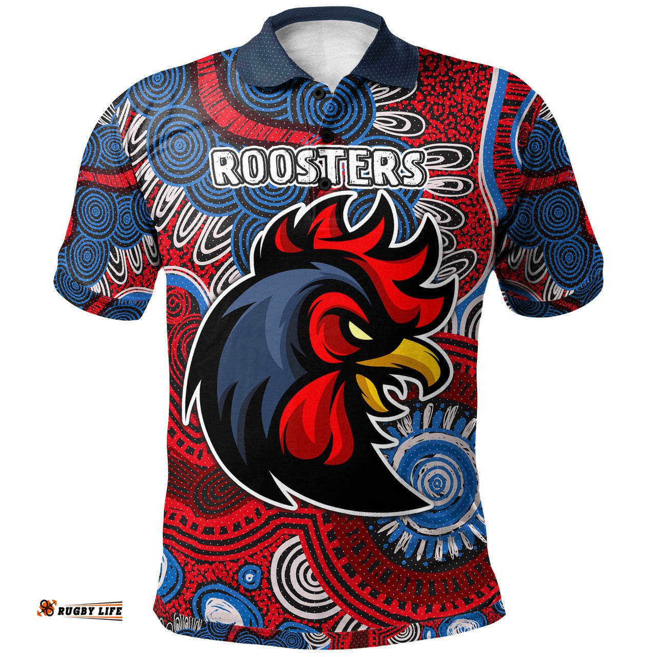 Roosters Rugby Polo Shirt - Indigenous Roosters RLT13