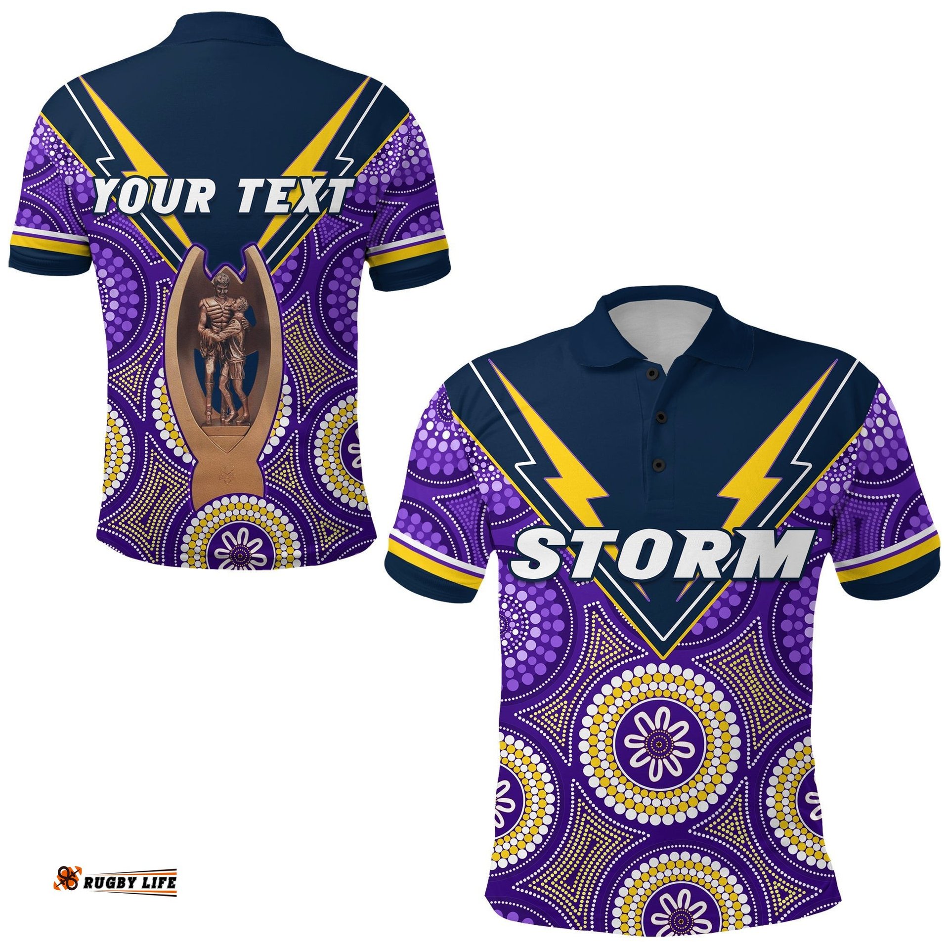 Custom Personalised Melbourne Storm Indigenous Polo Shirt - 2021 Provan-Summons Trophy