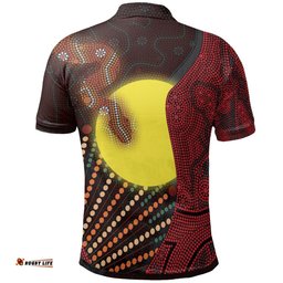 Aboriginal  Polo Shirts - Indigenous Snake Sun Dot Painting