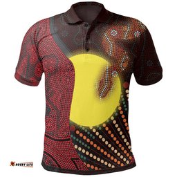 Aboriginal  Polo Shirts - Indigenous Snake Sun Dot Painting