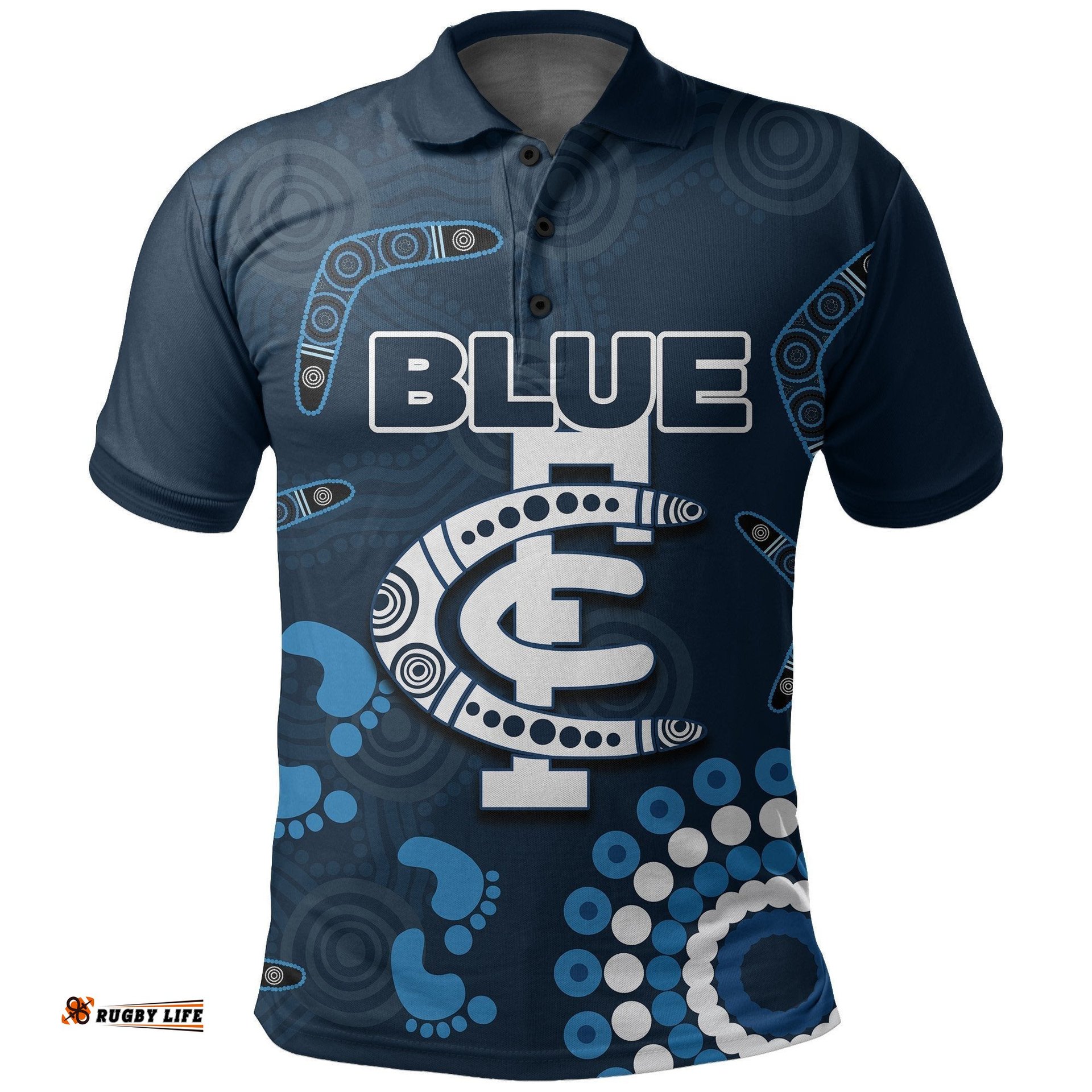 Carlton Blues Polo Shirt Aboriginal Simple Style