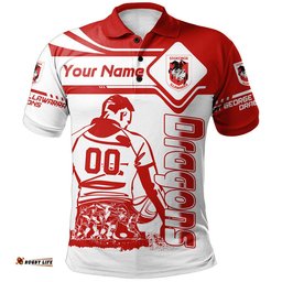 St. George Illawarra Dragons Polo Shirt Personalized Pentagon Style- NRL