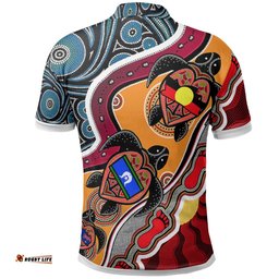 Custom Polo Shirt - Australia Aboriginal Dots With Turtle and NAIDOC Flags