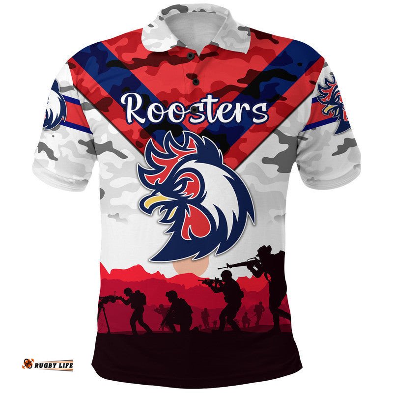 Sydney Roosters ANZAC 2022 Polo Shirt Simple Style - White