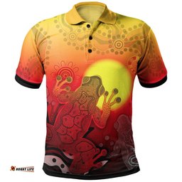 Aboriginal Polo Shirts - Indigenous Frog Red
