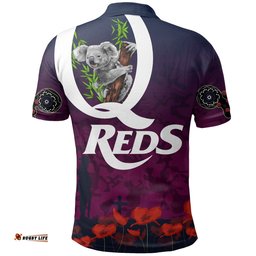 Queensland Reds Polo Shirt Koala Anzac Day