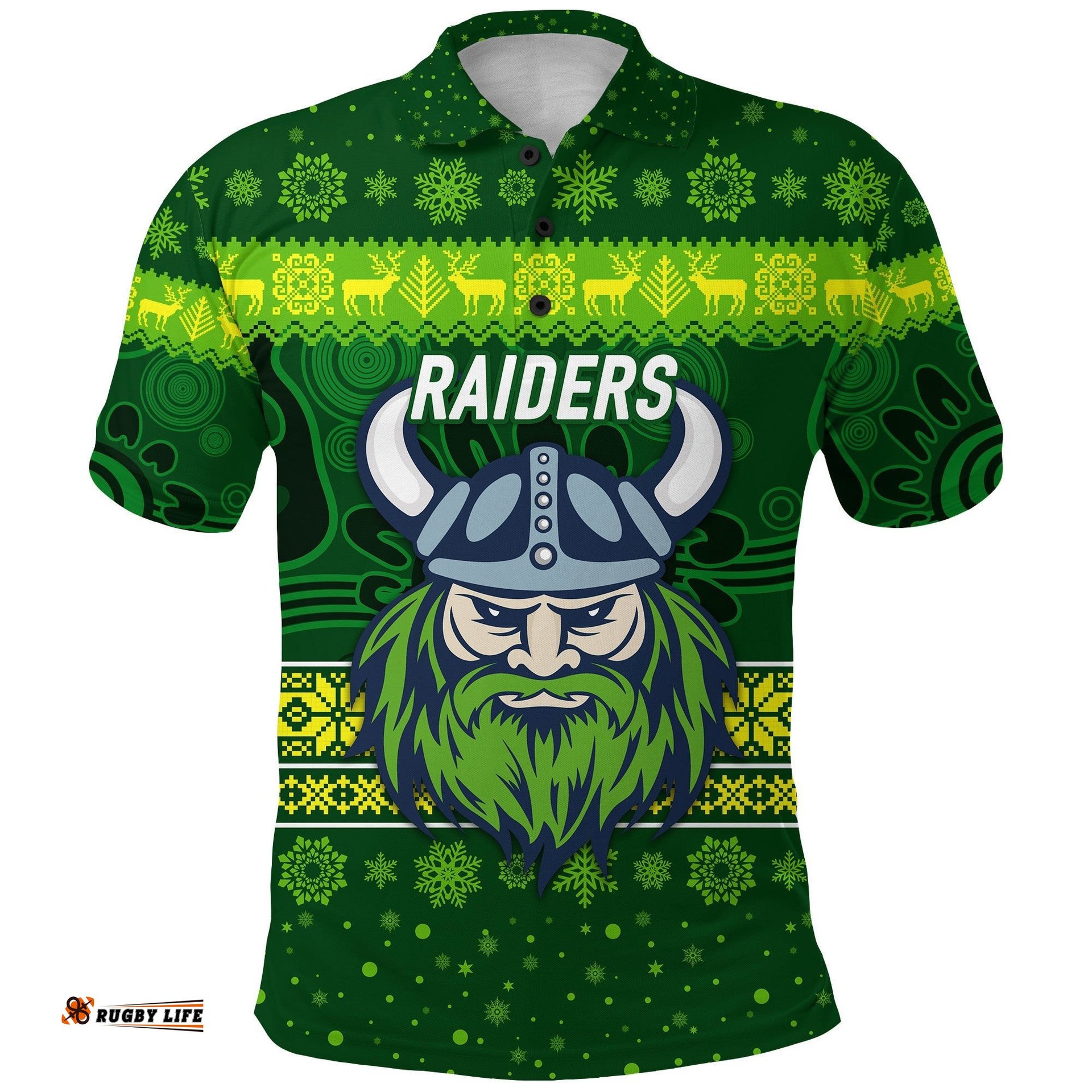 Canberra Raiders Polo Shirt Christmas Simple Style - Dark Green
