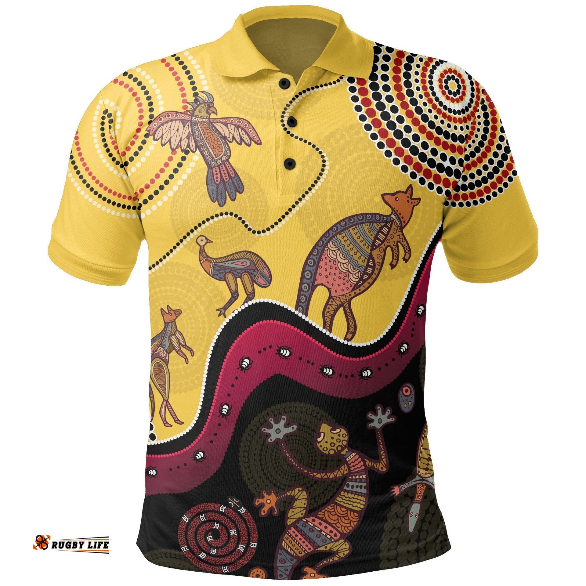 Aboriginal Polo Shirt - Indigenous Animals Life Art