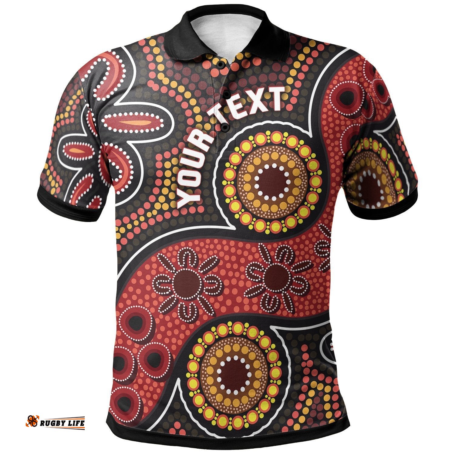 Custom Aboriginal Polo Shirt - Indigenous Circle Dot Painting Style-