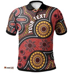 Custom Aboriginal Polo Shirt - Indigenous Circle Dot Painting Style-
