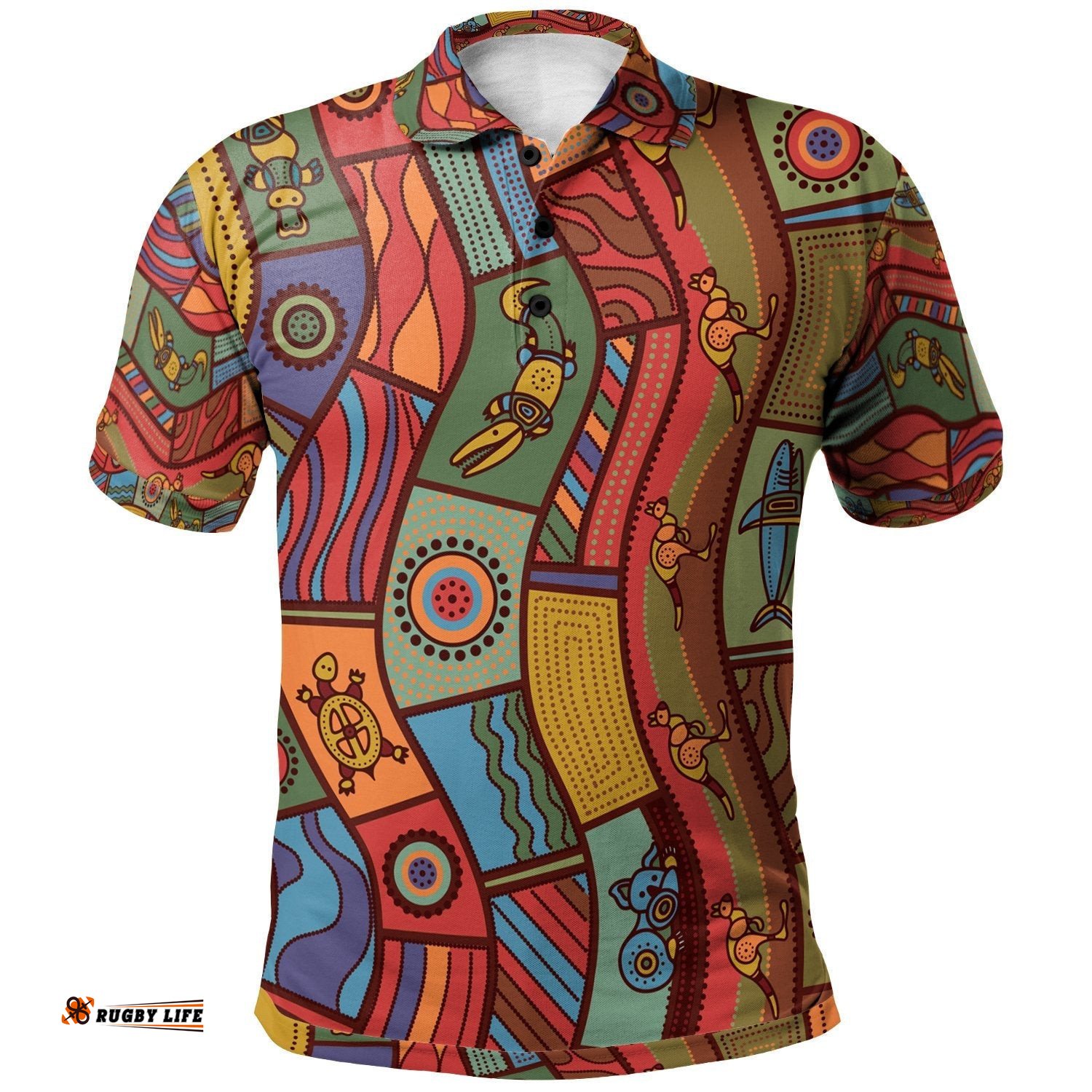 Polo Shirts - Aboriginal Art With Animals