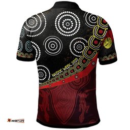 Custom Text Breakout Polo Shirts - Aboriginal Flags & Dot Acrylic Paint Style Naidoc - Unisex