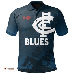 Australia Polo Shirt Carlton Blues Anzac Day