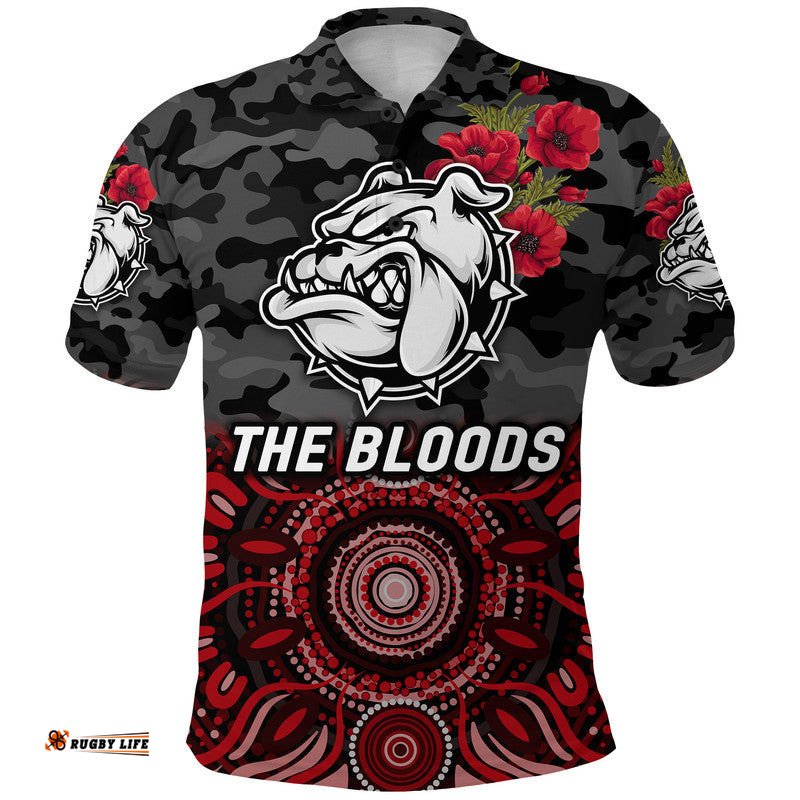 West Football Club Alice Springs ANZAC Polo Shirt The Bloods Indigenous Vibes - Black