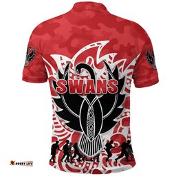 Custom Personalised Sydney Swans Polo Shirt Anzac Day Simple Indigenous