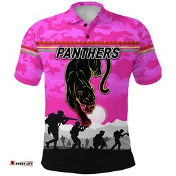 Panthers ANZAC Polo Shirt Simple Style - Pink