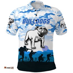 Custom Personalised Bulldogs ANZAC Polo Shirt Simple Style - White