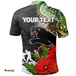 Custom PersonalisedPanthers Anzac Day Aboriginal Mix Army Patterns Polo Shirt