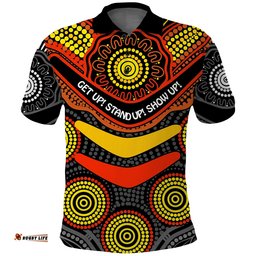 NAIDOC Week 2022 Polo Shirt Aboriginal GET UP STAND UP SHOW UP