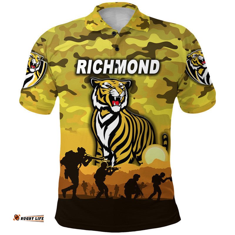 Richmond Tigers ANZAC Polo Shirt Simple Style - Yellow
