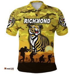 Richmond Tigers ANZAC Polo Shirt Simple Style - Yellow