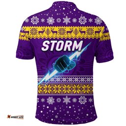 Melbourne Storm Polo Shirt Christmas Simple Style - Purple