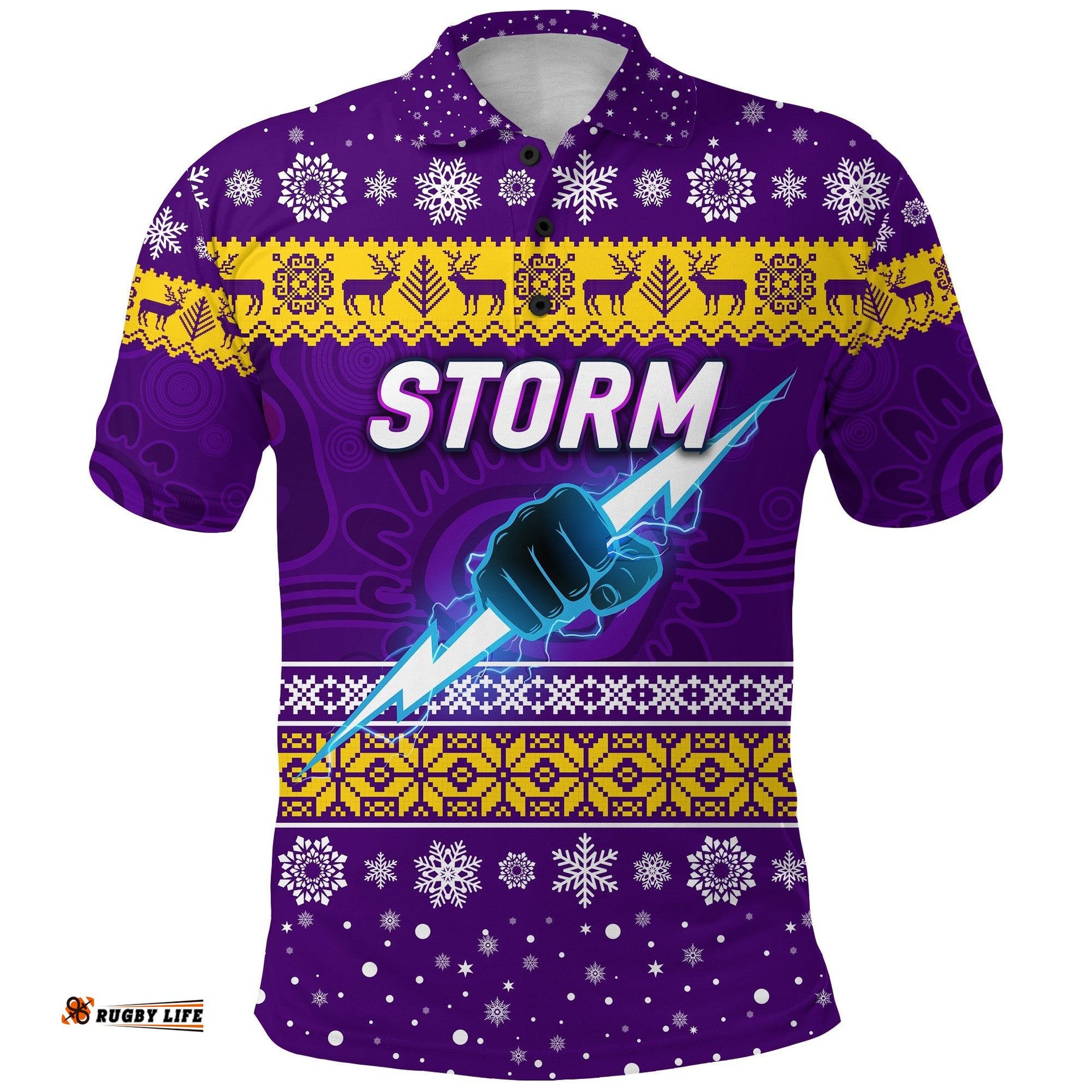 Melbourne Storm Polo Shirt Christmas Simple Style - Purple