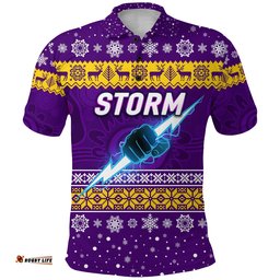 Melbourne Storm Polo Shirt Christmas Simple Style - Purple