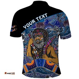 Custom Personalised Australian Boomerang Polo Shirt Indigenous Australia Blue Graceful