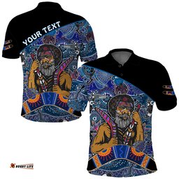 Custom Personalised Australian Boomerang Polo Shirt Indigenous Australia Blue Graceful