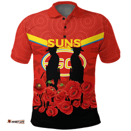 Gold Coast Suns Anzac Day Polo Shirt - Indigenous Art -