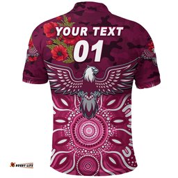 Custom Personalised Sea Eagles ANZAC Polo Shirt Indigenous Vibes