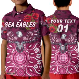 Custom Personalised Sea Eagles ANZAC Polo Shirt Indigenous Vibes