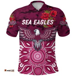 Custom Personalised Sea Eagles ANZAC Polo Shirt Indigenous Vibes
