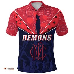 Demons Anzac Day Indigenous Polo Shirt Melbourne Fancy