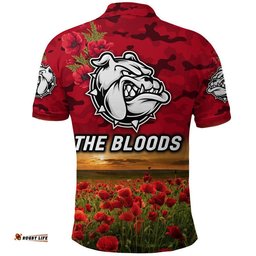 West Football Club Alice Springs ANZAC Polo Shirt The Bloods Poppy Vibes - Red