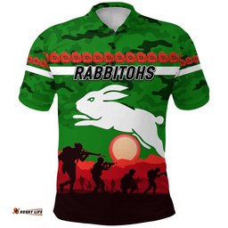 South Sydney Rabbitohs ANZAC 2022 Polo Shirt Simple Style - Green