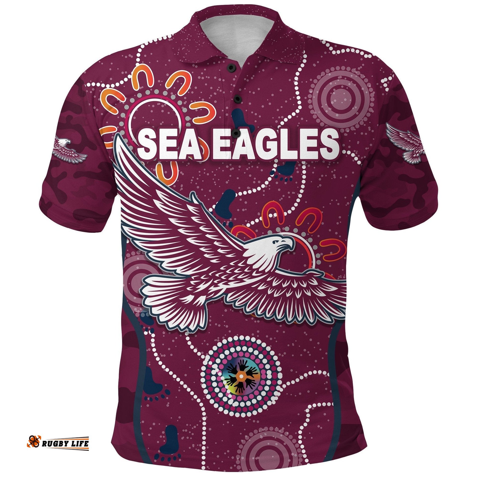 Manly Warringah Polo Shirt Sea Eagles Anzac Day Camouflage Indigenous