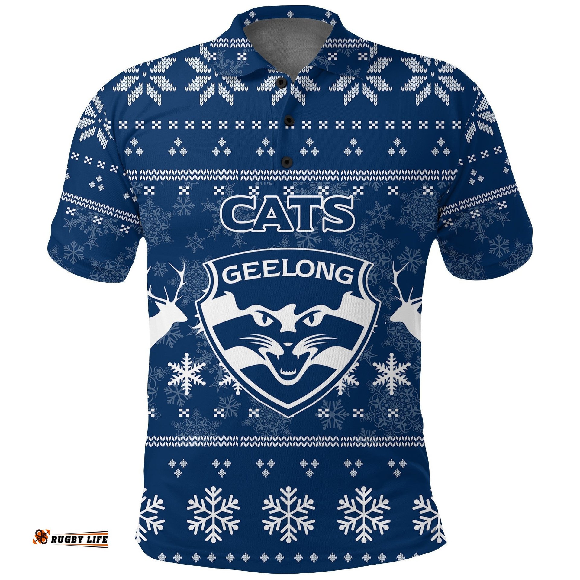 Geelong Cats Polo Shirt - Christmas Ugly Style -