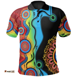 Polo Shirt - Aboriginal Polo Blue Dream - Unisex
