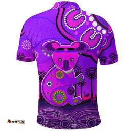Aboriginal Art Koala Polo Shirt Indigenous Unique Vibes - Purple