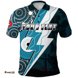 Custom Personalised Power Anzac Day Polo Shirt Port Adelaide Mix Indigenous