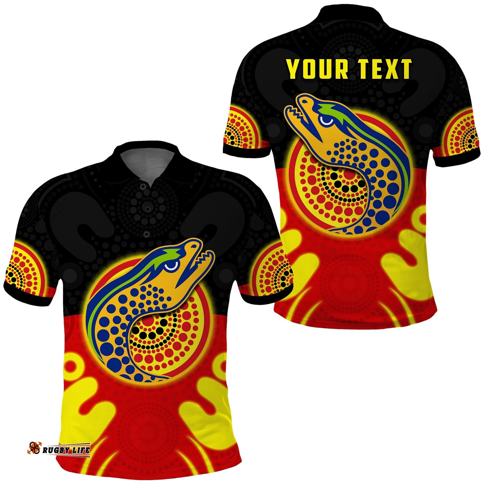 Custom Personalised Eels Indigenous Polo Shirt Style Aboriginal Flag