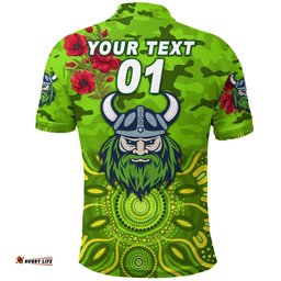 Custom Personalised Raiders ANZAC Polo Shirt Indigenous Vibes